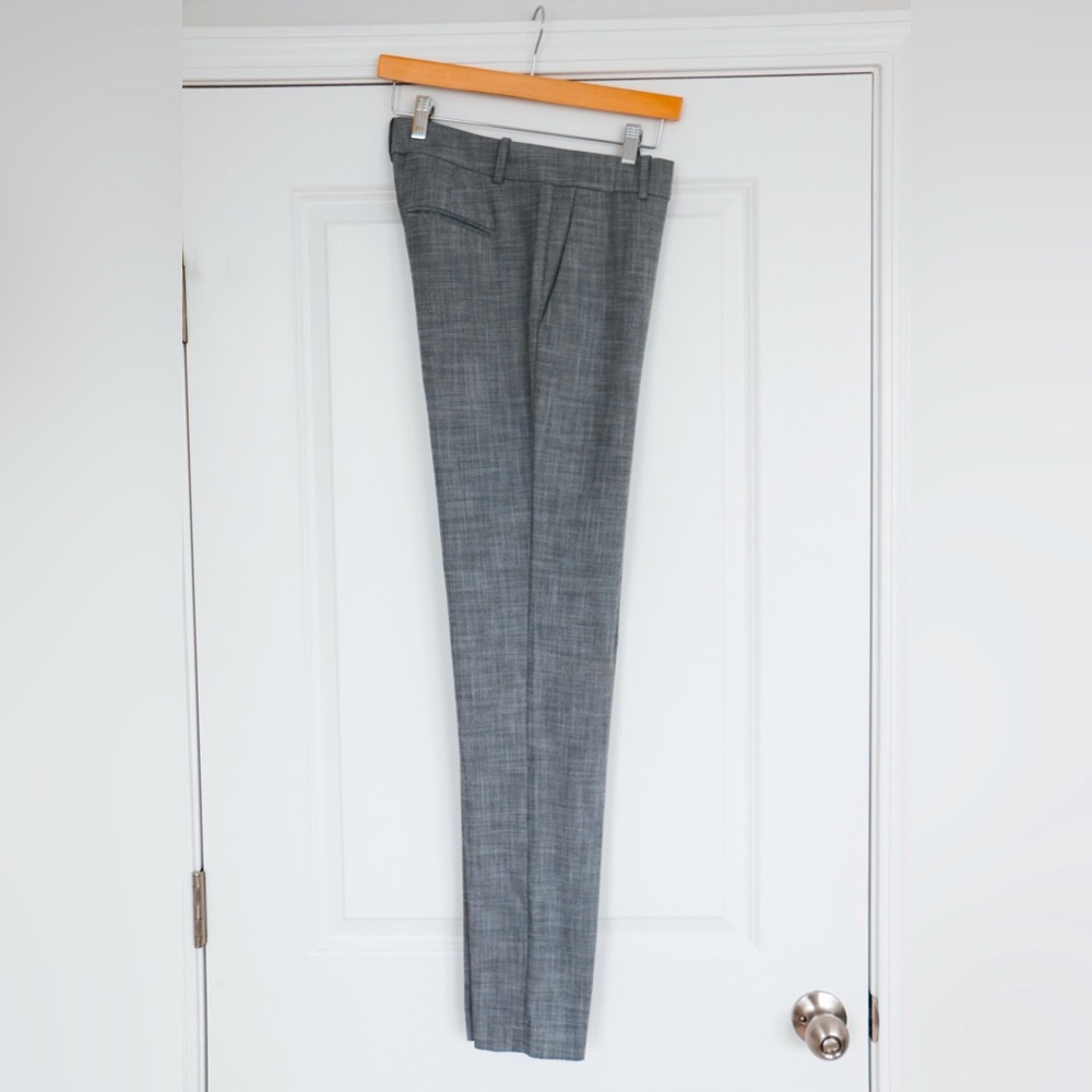 Ann Taylor Grey Crosshatch Straight-leg Trousers (Tall)